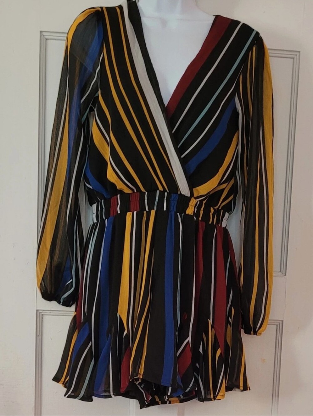 Trixxi Black Multi-Stripe Long Sleeve Romper